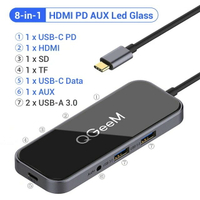 【日本代購】QGeeM 雙 4K DP HDMI USB C 集線器適用於 Macbook Pro 三重顯示器 C 型集線器至 Micro SD 讀卡機 RJ45 PD USB3.0 集線器轉接器