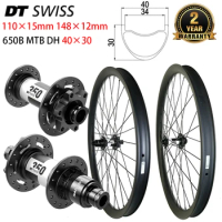 27.5er 40mm Width MTB DH Carbon BOOST Wheelset DT350 6-Bolt Disc J-bend 32 Holes Clincher Tubeless 650B Downhill Mountain Wheels