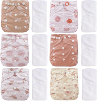 12 Set Reusable Adjustable Cloth Diapers for Newborn to 0-3 YearsOne Size Washable Pocket Nappy Cove