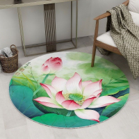 圓形電腦椅轉椅墊中式地墊荷花現代古典藝術禪舞地毯家用國風圓毯