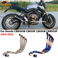 Motorcycle Full Systems Exhaust Muffler Front Mid Link Pipe Modified Slip On For Honda CB650F CB650R CBR650 CBR650F 2014-2022
