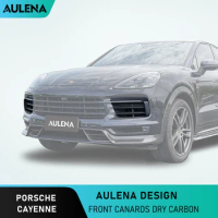 Aulena Design Dry Carbon Fiber Body Kit Front Canards Automobile Front Bar Retrofit Air Inlet For Porsche Cayenne Aero Kit