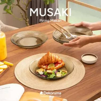 Dekoruma MUSAKI Piring Makan Dia 23CM Set of 4 / Set Piring Makan Besar / Piring Makan Kaca 4 Pcs -
