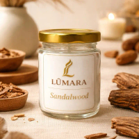 Lilin Aromaterapi Sandalwood Soy Wax 100ml Jar Tutup Scented Candle Handmade