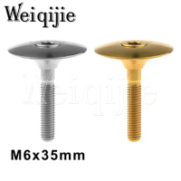 Weiqijie M6 x 35mm Ti Titanium Headset Top Cap 1-1/8" &amp; Titanium Bolt New 1set Biycle Bolts Headset