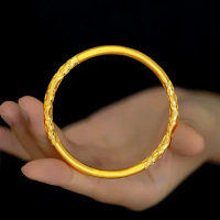 Gold shop with 999 24k real gold women's gold ancient Xiangyun closed bracelet 24K ancient French bracelet