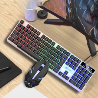USB Keyboard Mouse Kit GTX350 Gaming PC Rainbow Colorful LED Illuminated Backlit Gamer Keyboards For Office Computer Accessories