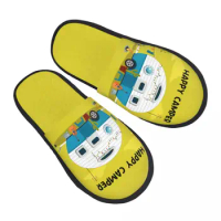Happy Camper Soft Scuff Memory Foam Slippers Women Camping Life Bedroom House Shoes