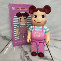 Bearbrick 400% Fujiya pink suspender milk girl blue milk girl PVC plastic teddy bear doll Be@rbrick 28cm color box gift doll