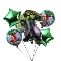 5Pcs/lot Avengers Hulk Balloons Toy Aluminum Foil Green Giant Hulk Figure Birthday Party Decoration Baby Toys Gift