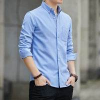 Men's long sleeve shirt Oxford style Casual shirt, slim fit, Korean style, solid color, 2024 new arr