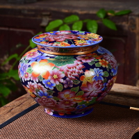 陶瓷琺瑯彩萬花茶葉罐禮盒裝錫蓋大號家用密封儲物罐紅茶普洱茶倉