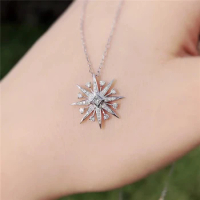 Korean ladies ins snowflake sterling silver S925 necklace light luxury sun flower clavicle chain for girlfriend Christmas gift