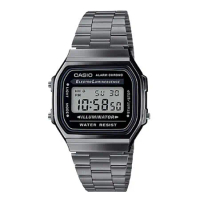 CASIO 卡西歐 復古電子錶 不鏽鋼錶帶 煙燻灰 自動月曆 生活防水(A168WGG-1A)