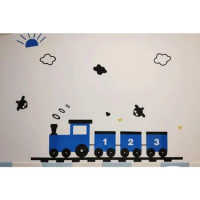 Acrylic Train Mirror Surface Sticker Cartoon Little Train DIY 3D Wall Stickers Kids Room Decor Kawaii Wallpaper Birthday Gift