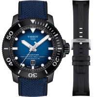 TISSOT 天梭 官方授權 Seastar 2000 專業600米潛水機械錶組-T1206073704100/46mm