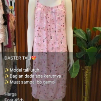 Daster Tali Model Utuh dengan Kerut di Bagian Dada Muat hingga BB Gemoi