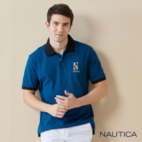Nautica 男裝 品牌LOGO刺繡短袖POLO衫-藍色