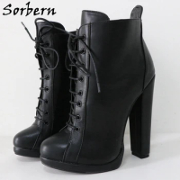 Sorbern 16cm High Arch Ankle Boots Small Size Unisex Round Toe Visible Platform Shoes Side Zipper Big Size EU33-48 Custom Color
