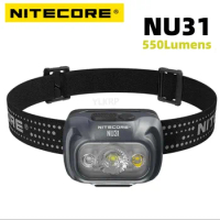 NITECORE NU31 Three Light Source USB-C Rechargeable Headlamp 550 Lumen Trail Running Fishing Trekking Headlight Built in Battery