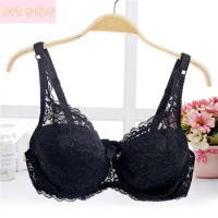 Big cup B Summer thin cup Bra Sheer Lace Push Up Seamless Bra For Women big size Breathable lady Underwear bra 32 34 36 38 40B