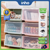 INHO 34/38/56L Multipurpose Stackable Movable Container Storage Box With Transparent Lid Bekas Penyi