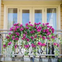 1pc/2pcs Artificial Flowers Hanging Basket with Bougainvillea Silk Vine Flowers for Outdoor/Indoor Patio Lawn Garden Decor