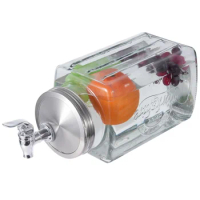 Glass Drink Dispenser Spigot Drink Dispenser For Fridge Leakproof Glass Jar For Freezer Glass Ice Bucket Cold Brew Container
