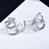 18K Gold Real Gold Infinity Stud Earrings Endless Love Clear Zircon Earrings for Women Trend Fine Jewelry Valentine's Day Gift