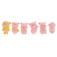 6pcs Mini Fridge Magnets Cartoon Pig Refrigerator Stickers Home Decorations for Kitchen Message Board Reminder Toy