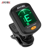 AROMA Guitar Tuner Rotatable Clip-on Tuner LCD Display for Chromatic Acoustic Guitar Bass Ukulele Guitar Accessories