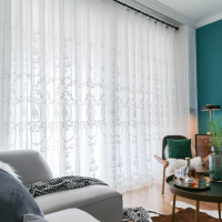 2026 Nordic Style Sheer Curtains White Window Sheer Embroidered Living Room Curtains 2025 New Europe