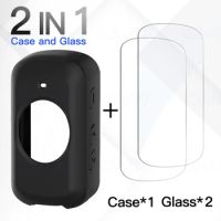 2Pcs Tempered Glass + Silicone Case for Garmin Edge 840 540 530 830 1040 1030 520 130 Plus GPS Stopwatch Screen Protector Cover