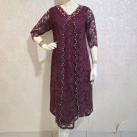 Dress Semi Prancis Benang Mas Payet