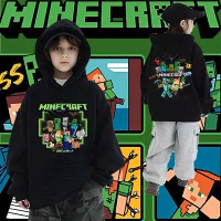 เสื้อฮู้ดเด็ก Minecraft Jj & Mikey Maizen Children's Hoodie ผ้าเนื้อนุ่ม สีดำ/ขาว ขนาด 120-150ซม #AT