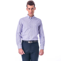 【金安德森】紫藍格紋釘釦窄版長袖襯衫