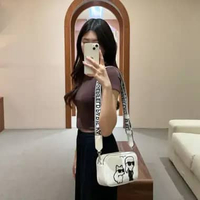 Tas KARL LAGERFELD ROUND DUO IKONIK CHOUPETTTE WHITE LEATHER CAMERA BAG 100% ORIGINAL 21X7X14CM