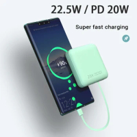 Mini Power Bank 10000mAh Built in Cable 22.5W Fast Charger Powerbank for iPhone 15 14 Xiaomi Portable External Battery Poverbank