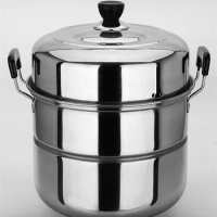 304 thickstainless steel double-layer steamer household large soup pot 32-40cm two-layer steamed bread steamed bunspot thickness
