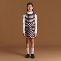 【GAP】兒童裝 圓領無袖洋裝-黑色格子(683607)