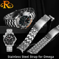 18 20 22mmSolid Stainless Steel Watch Strap For Omega Seamaster Speedmaster 300 Men's Ocean Universe 600 Watch Band Accessories