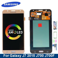 Skrin sentuh LCD ASLI untuk SAMSUNG J7 2015, J700, J700F, J700H, J700M, yang terbaik