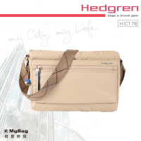Hedgren 側背包 INNER CITY系列 RFID防盜 摺紋米 輕量斜背包 (M) HIC176M 得意時袋