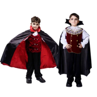 Kids Vampire Costumes Cosplay Boys Bloody Sets Halloween Party Deluxe Vampire Clothes With Cloak