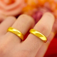 Pure Plated Real 18k Yellow Gold 999 24k Rings Men and Women Smooth Lover Antithes Simple Ring Long Lasting Never Fade Jewelry