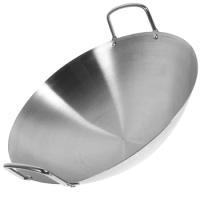 Stainless Steel Wok Non-stick Pan Frying Round Pot with Two Handle for Home Kitchen Accessory