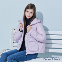 Nautica女裝 品牌LOOGO保暖連帽外套-紫