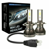 Set 2 unit mentol lampu hadapan LED H7, 200W, 22,000 lm, 6000K putih tulen, pancaran tinggi/rendah, 