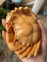 小葉黃楊木雕螃蟹手把件實木雕刻八方來財隨身盤玩家居裝飾品擺件