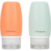 《TRAVELON》旅行分裝瓶(小橘藍2入) | 沐浴乳 洗髮精 乳液瓶 保養品空瓶